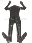 Латексный костюм кошки для девочек, латексное резиновое боди для косплея с молнией сзади через промежность, черный полный костюм кошки, прикрепленные перчатки, латексные носки