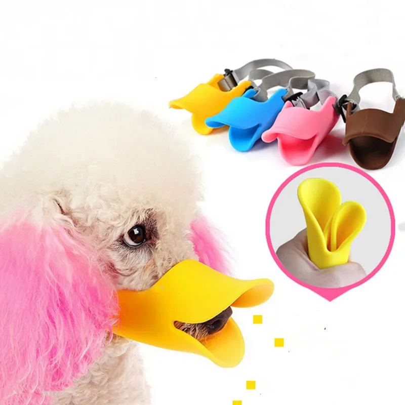 Dog Muzzle Silicone Cute Duck Mouth Mask Muzzle Bark Bite Stop Small Dog Anti-bite Masks For Dog Products Pets Accessories 1pcs