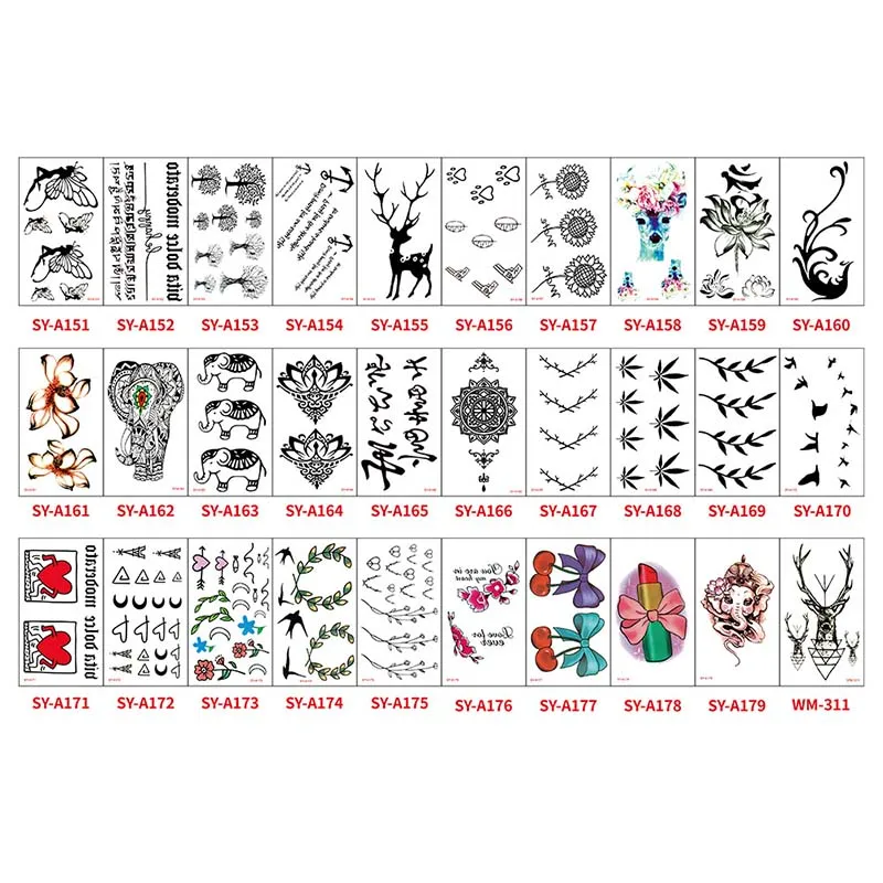 30 шт./компл. тату наклейки бабочки Дракон временная татуировка животные