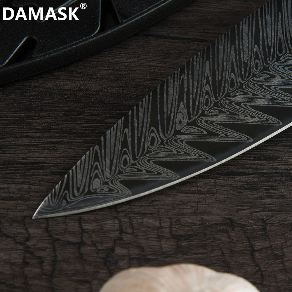 Набор кухонных ножей Damask 7Cr17 Mov кухонный нож из нержавеющей стали высококлассный нож с рисунком рыбьей кости с бесплатными подарочными ножны
