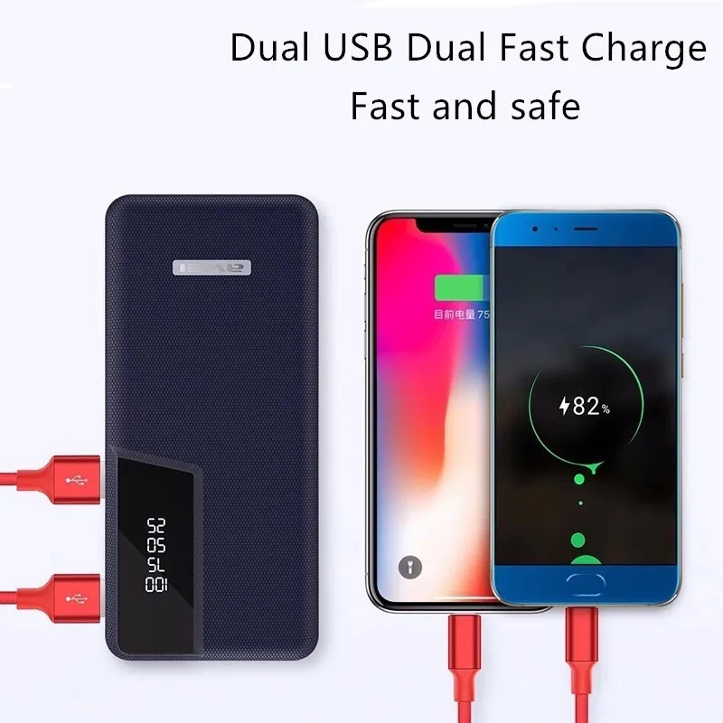 Портативный внешний аккумулятор 30000 мАч большой объем двойной USB для Xiaomi Samsung IPhone