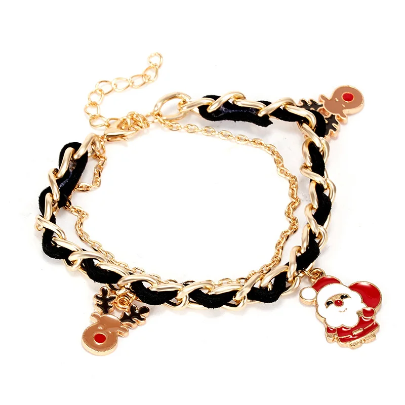 

Santa Claus Bracelet Alloy Pendant Christmas Happy New Year 2020 Christmas Tree Ornaments Xmas Gift Home Decor Navidad