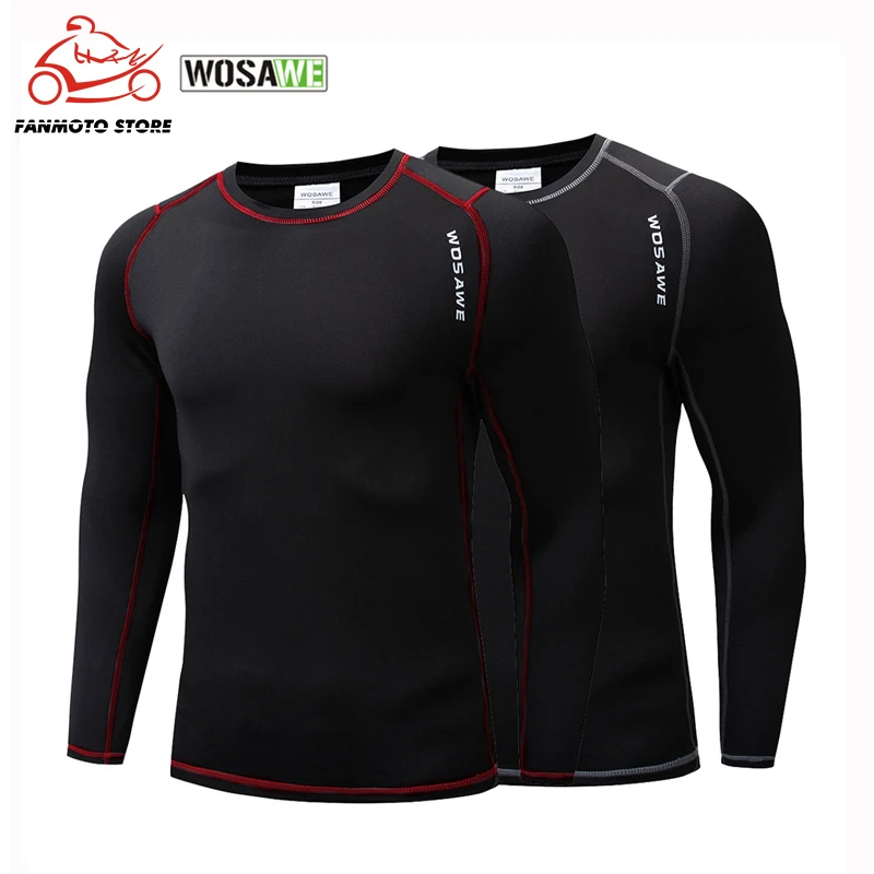 Мужская спортивная компрессионная футболка с длинным рукавом на флисе|Рубашки и