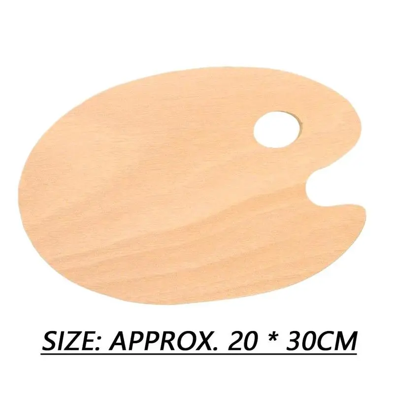 

1Pcs Wooden Artists Paint Palette With Thumb Hole Smooth Oval Painting Supplies Palette Office Hand Grip Art School Station N6Z1