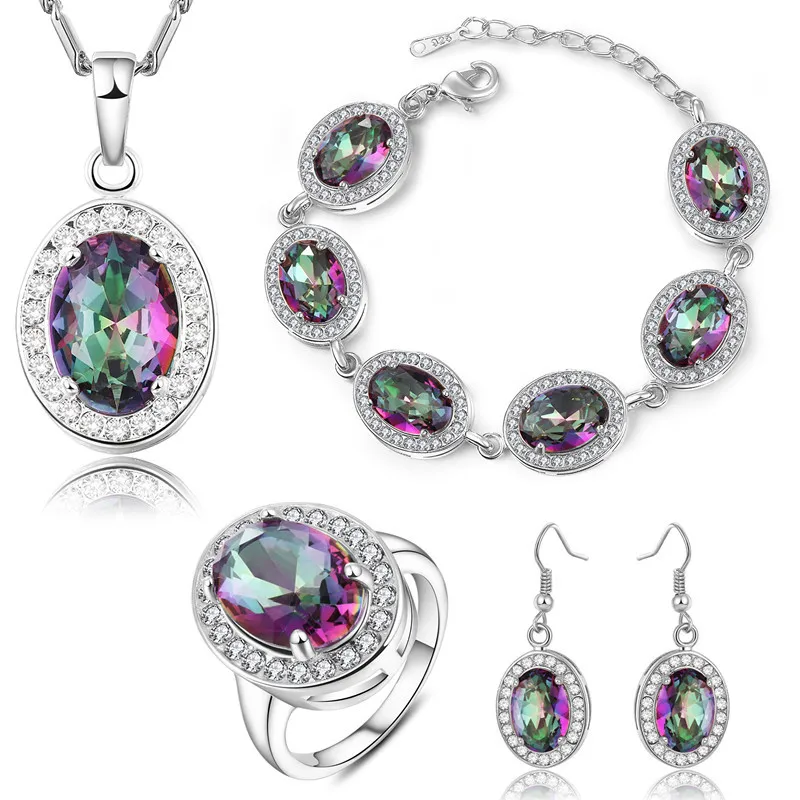 

AAA Cubic Zirconia Jewelry Sets For Women Luxury Engagement/Wedding Gift Gold Color Crystal Earrings Ring And Necklace
