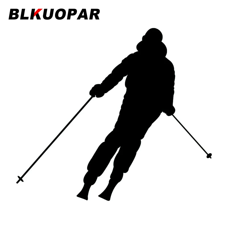 

BLKUOPAR for Skier Silhouette Car Stickers Waterproof Decals Creative Trunk Occlusion Scratch Campervan Sunscreen Funny Decor