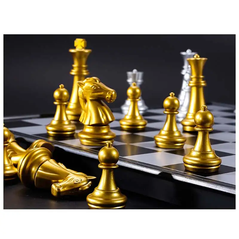 Medieval Chess Sets with Magnetic Board Gold Silver Pieces Games Figure Set | Спорт и развлечения