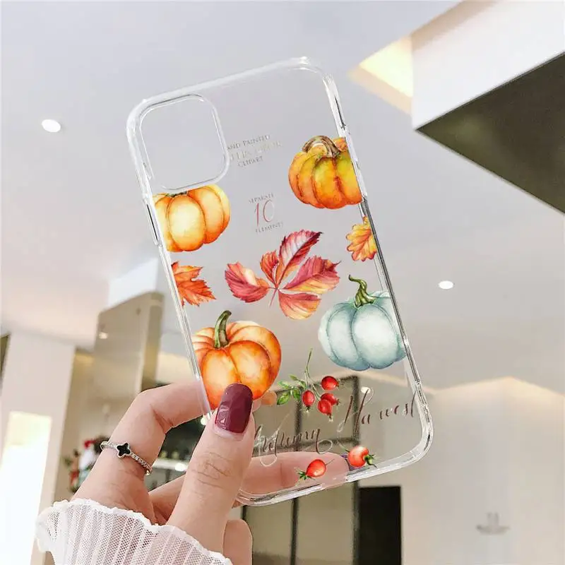 

Fall Inspired Phone Case Transparent Clear for iPhone 11 12 mini pro XS MAX 8 7 6 6S Plus X 5S SE XR 2020