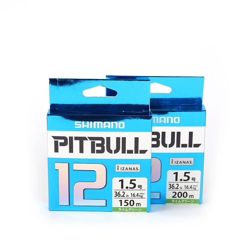 Леска рыболовная SHIMANO PITBULL плетеная из ПЭ 150 м X4/X8/X12 зеленая/синяя | Спорт и