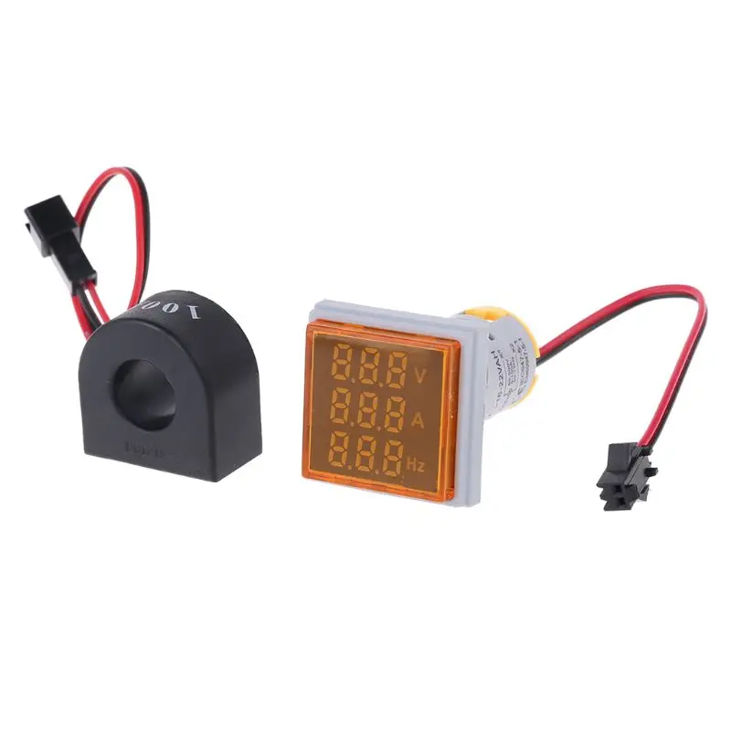 

Digital AC 60-500V 1-100A 20-75Hz Ammeter Voltmeter Hz Current Frequency Meter with Signal Light Led Voltage Amp Hz Indicator