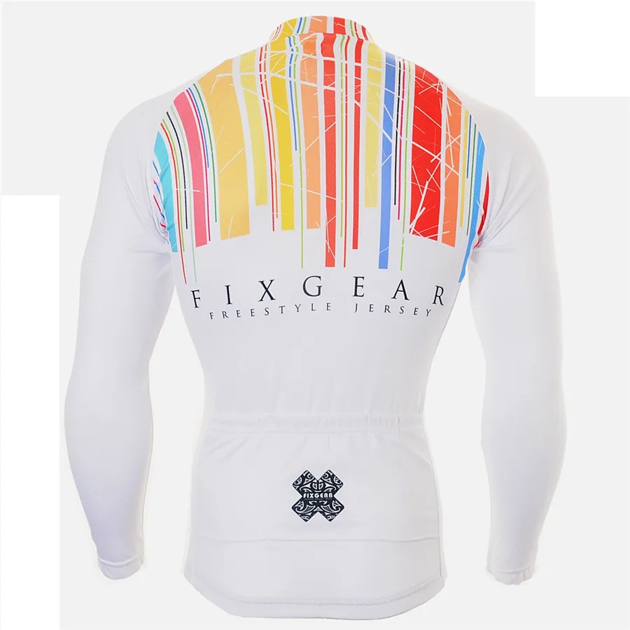 Fixgear Pro team белая мужская велосипедная футболка с длинным рукавом весна-осень