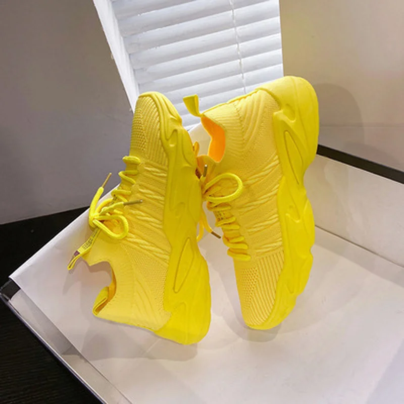 

Fashion Women Shoes Summer White Platform Sneakers Ladies Korean Sneakers Breathable Mesh Lace Up Casual Shoes Woman 2021