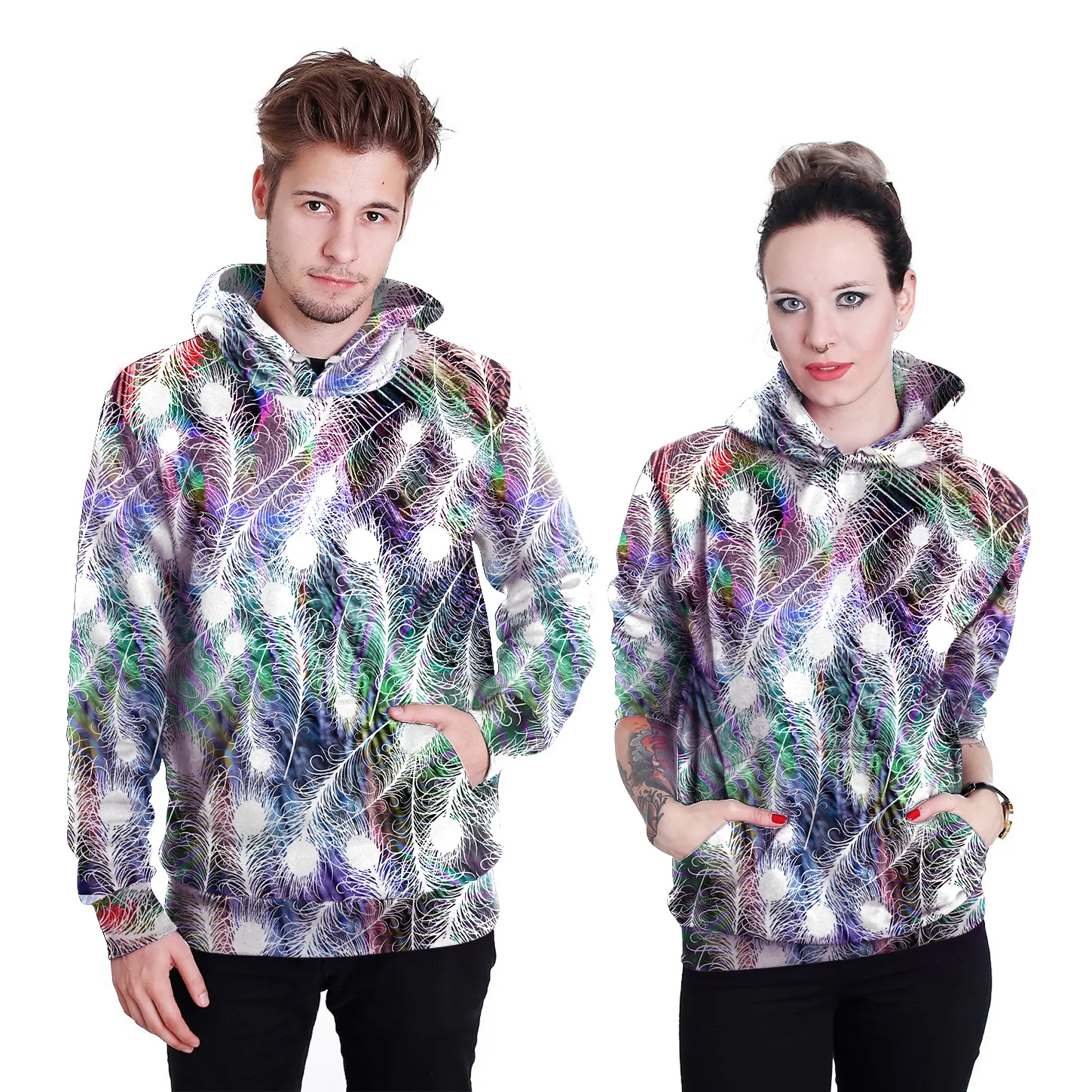 

Женская и мужская толстовка с капюшоном и 3D-принтом в виде мультяшных перьев, свитшот, костюмы для косплея на Хэллоуин, костюм для вечевечер...