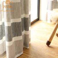 american high grade cotton and linen striped printed curtains for living room and bedroom balcony custom products