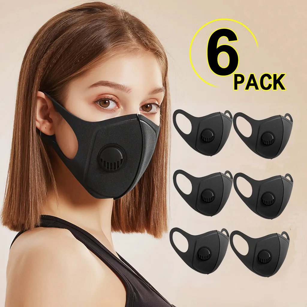 

6pc Pm2.5 Breathable Face Mask Unisex Fabric Masks Protective Pm 2.5 Dust Mouth Cover Washable Reusable Mouth Mascarillas d3