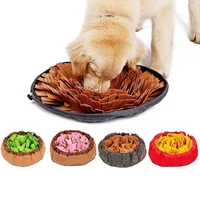 pet dog feeding mat interactive anti skid portable round pet sniffing pad washable training blanket piecing dog toys ch