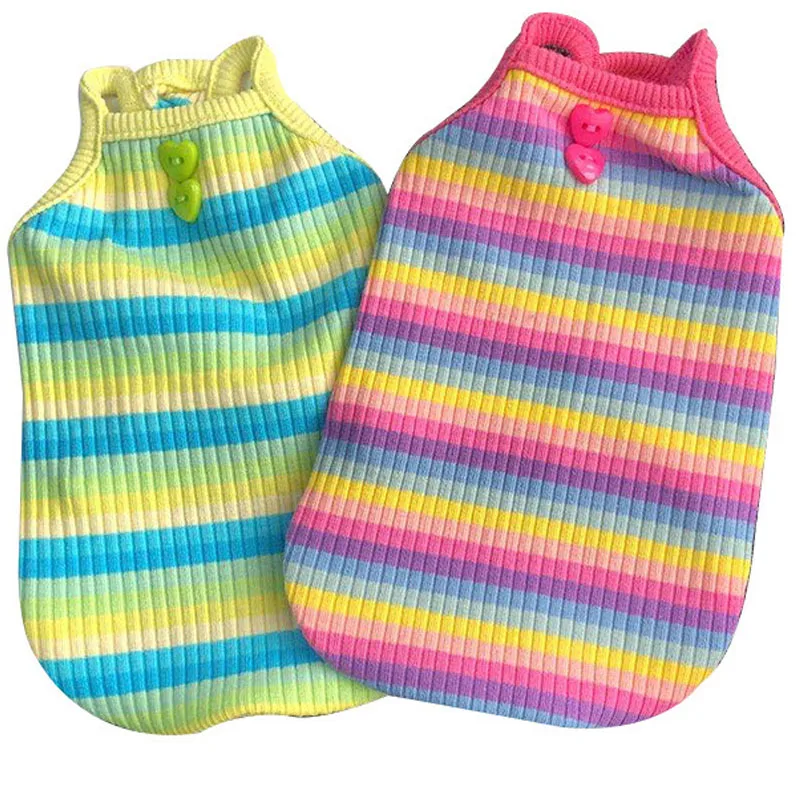 Радужная Одежда для собак летняя жилетка домашних питомцев рубашка маленьких