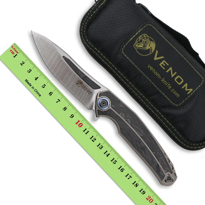 

KEVIN JOHN VENOM New KESTREL Folding Knife M390 Blade Titanium + Carbon Fiber Handle Outdoor Camping Rescue Fruit EDC Tool