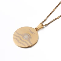 stainless steel trendy kiribati boboto flag pendant necklace round chain jewelry