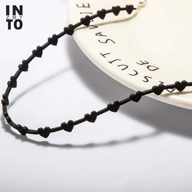 Женское кожаное ожерелье Into классическое черное колье-чокер в форме сердца