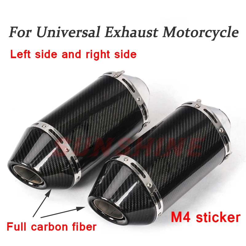 Echappement Escape Moto Universal Motorcycle Exhaust Pitbike Carbon Fiber Muffler Pipe For gsr 400 CBR600F MT07 MT09 NK400 ATV | Автомобили