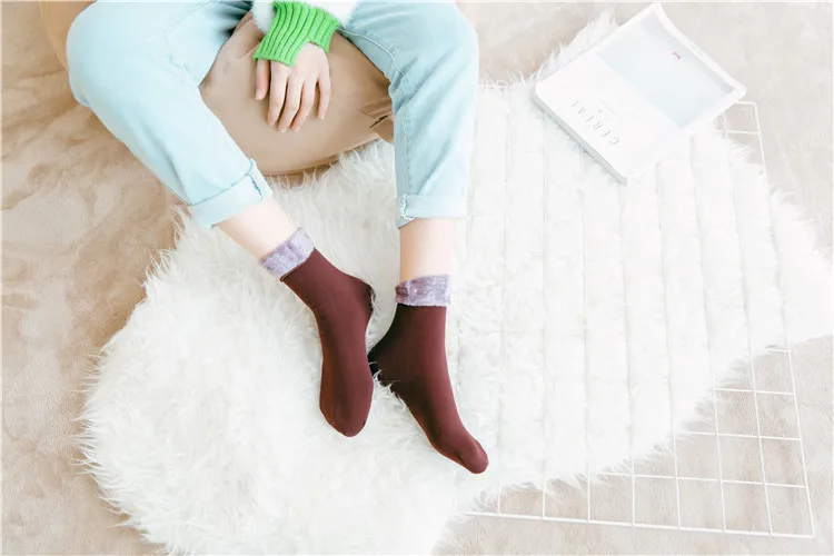 Женские шерстяные зимние носки теплые плотные теплые однотонные носки до щиколотки для беременных женские носки мягкие удобные домашние носки