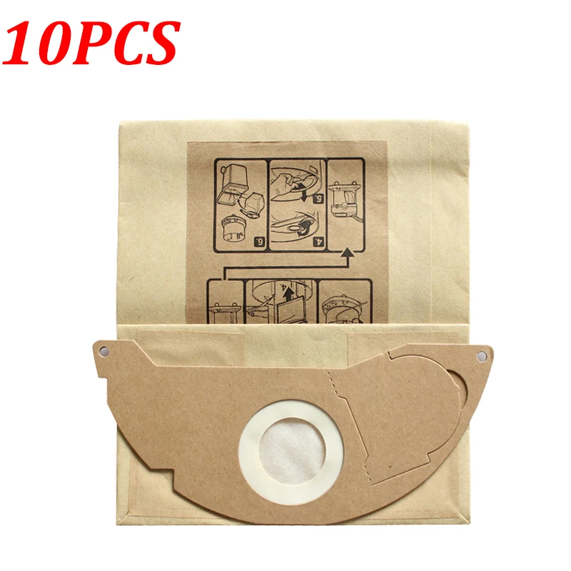Bolsa de papel para aspiradora karcher SE 5.100,SE 6.100,2501,2601,3001,A 2120,NT 181 Pro,SE 2001,SE 3001, 10 piezas-0