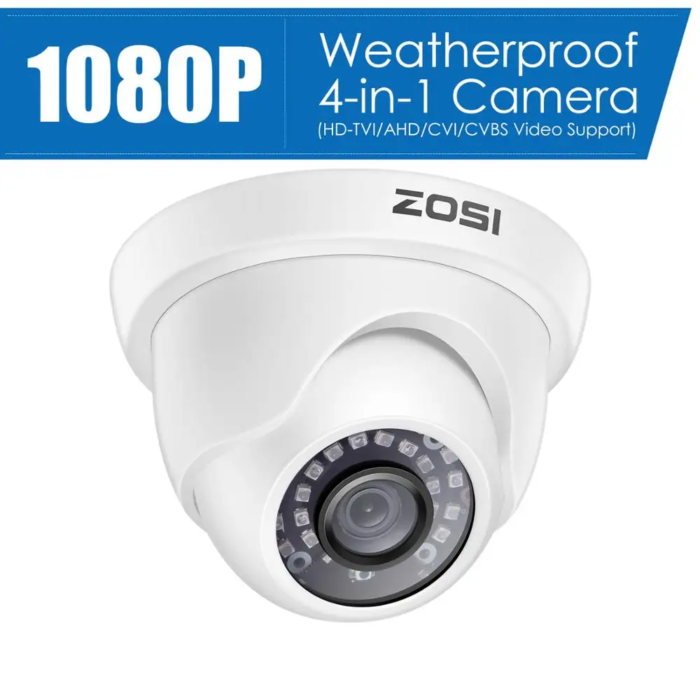 ZOSI 1080P 4-IN-1 Outdoor Indoor Video Surveillance Security Camera Analog Weatherproof Nightvision for CCTV System |