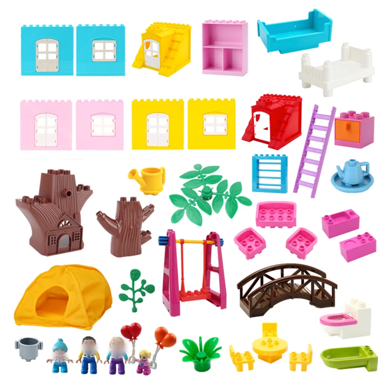 

Big Size Building Blocks Compatible Large Bricks Figure Family House Bed Outdoor Camping Children Kids Educational Creative Toys
