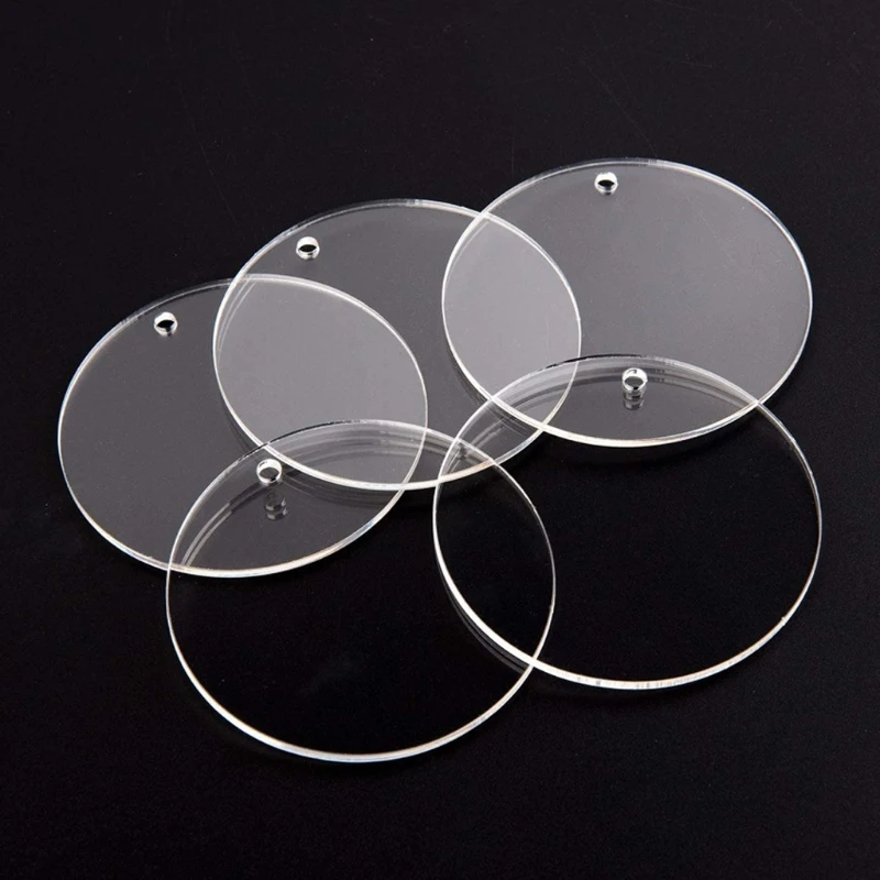 

Acrylic Keychain Blank Acrylic Transparent Ornament Pendants and Round Keychain Set for DIY Craft