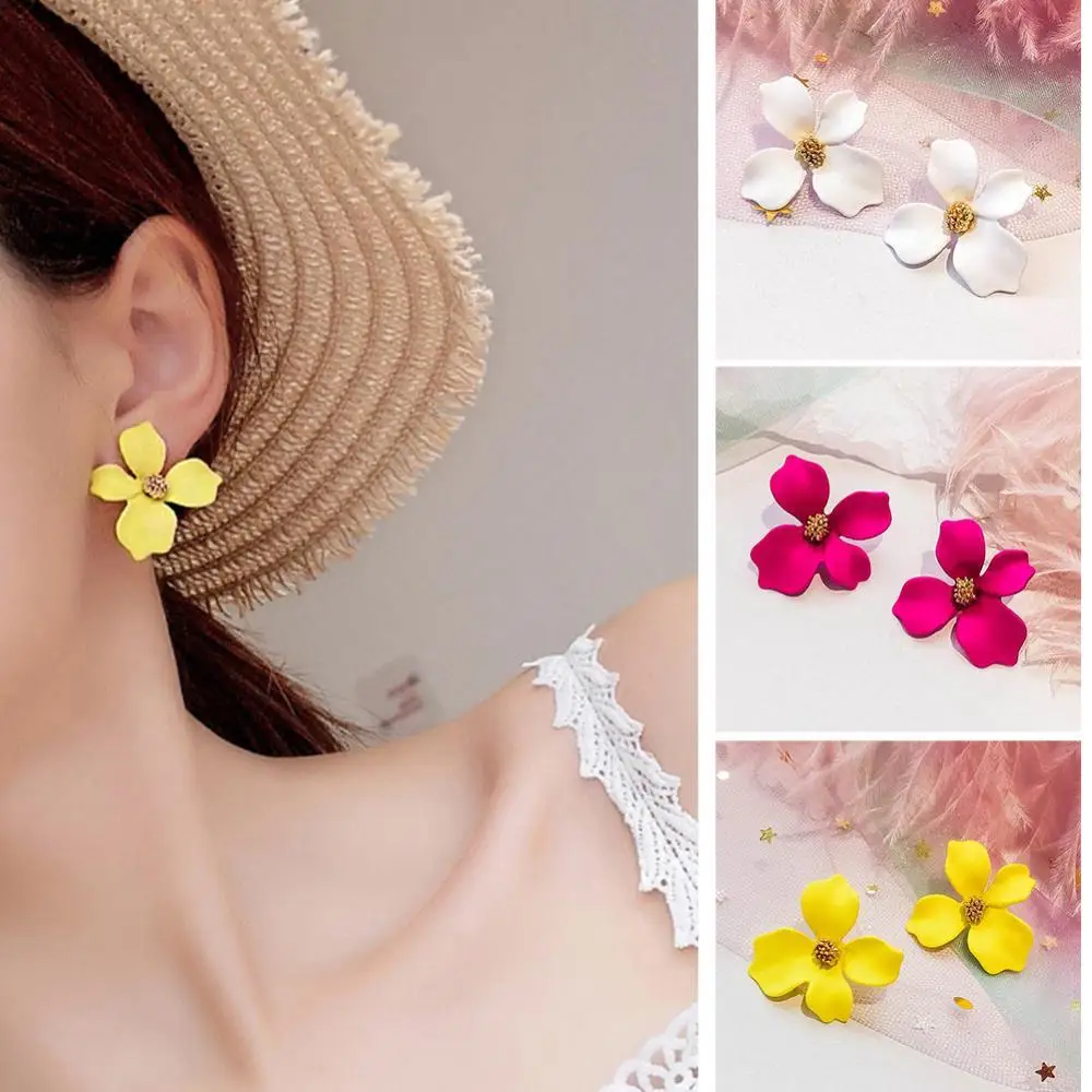 

50% HOT SALE Fashion Girls Flower Ear Studs Women All-match Date Party Travel Earrings Gift