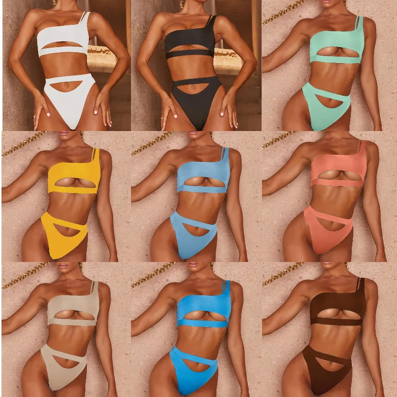 

New Sexy Bikini 2 Piece Set Woman Swimsuit See Through String Swimwear Trajes De Swimming Suit for Women High Waist Monokini