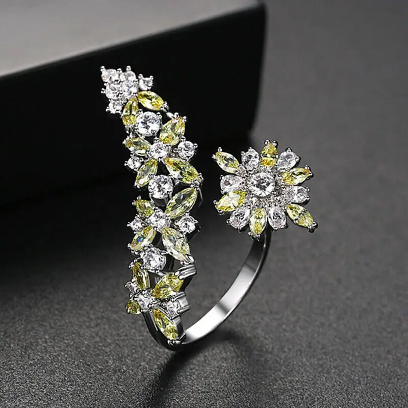 Регулируемые женские AAA циркониевые Стразы открытое переднее кольцо с