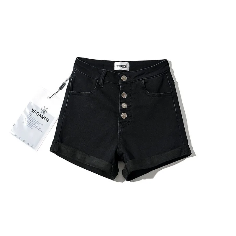 

WOMENGAGA High Street Fashion Multi-button Female Denim Hot Shorts Summer Cuffs Details Short Washed Jeans Woman V7VI