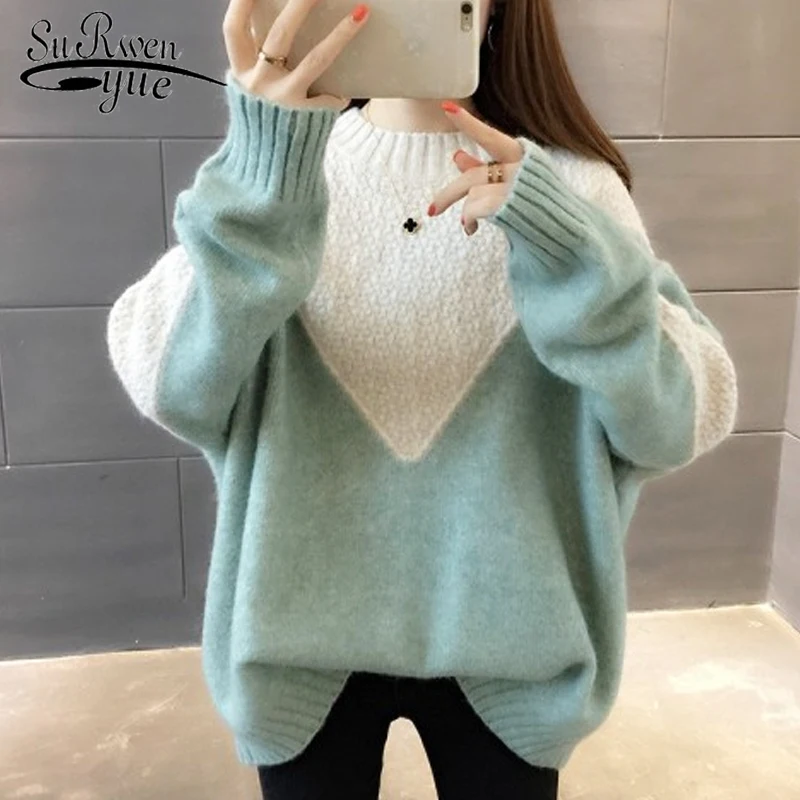 Осенний полосатый свитер с длинным рукавом для женщин sueter mujer invierno свитер с высоким воротом Пуловер Топ женские свитера 1326 80