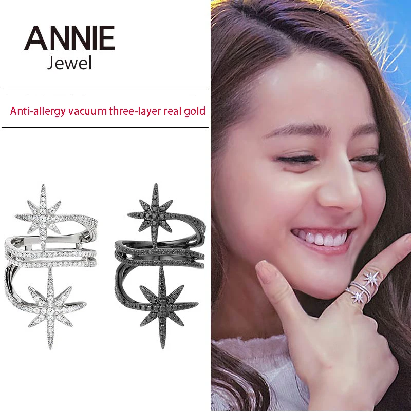 Женское кольцо с фианитом ювелирное изделие пентаграммой аксессуар для