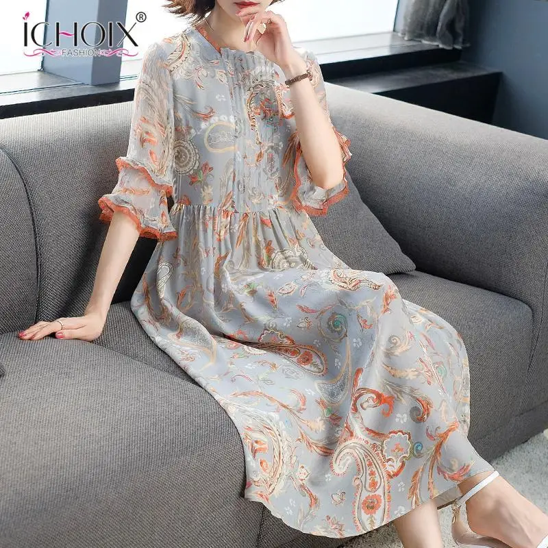 Женское шелковое платье с принтом Элегантное длинное вечернее в китайском стиле