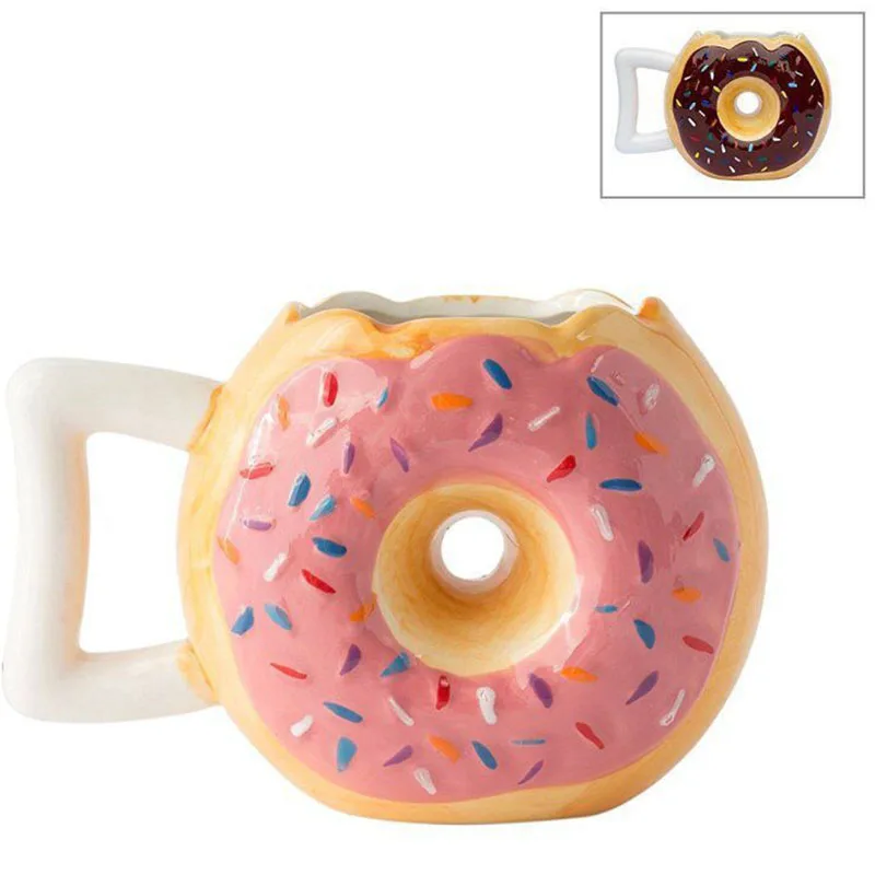 

Ceramic Coffee Cup Donut Shape with Handle Ceramic Cup Creative Bread Biscuit Mug Desktop Decorative Cup Drinking Utensils Mugs