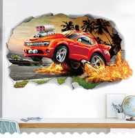 new wallpaper 3d stereo off road car broken wall decoration sticker club decoration painting personalized wall stickers