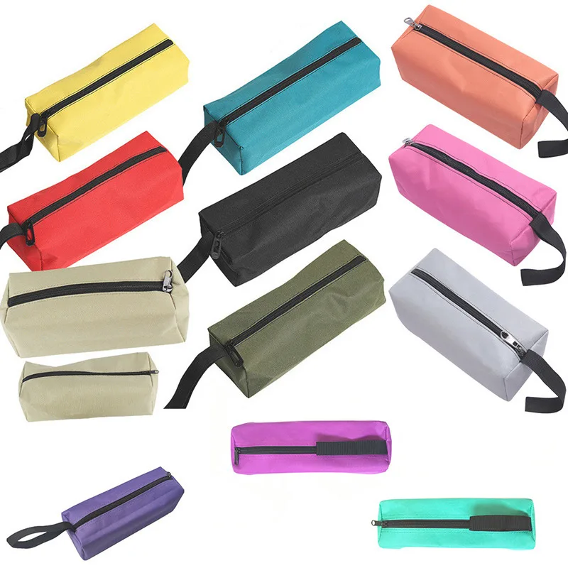 

Canvas Tool Bag Portable Roll Electrician Bag Wrench Roll Pouch Hanging Tool Zipper Carrier Tote Large Work Pocket Tool Bags