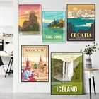 Пейзаж для путешествий, картины на холсте, Винтаж, Испания, Дания, Москва, Норвегия, пейзаж, настенный плакат для гостиной, домашний декор