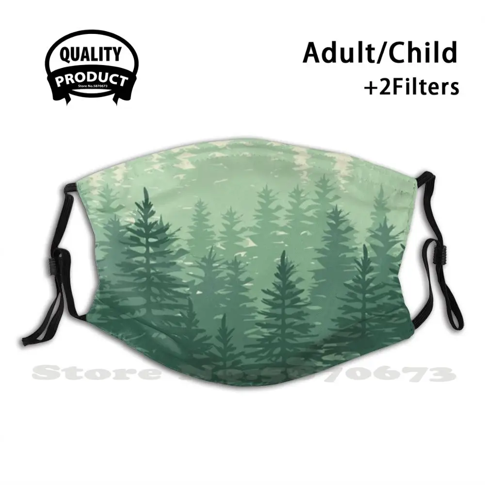 

Forest Funny Cool Cloth Mask Tree Forest Green Emerald Fir Pine