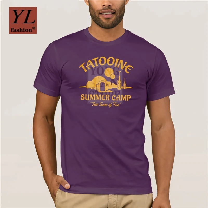 

Fashion T Shirt 100% Cotton Tatooine Summer Camp Two Suns Of Fun Shirt Amazing Short Sleeve Unique Casual Short Sleeve Top