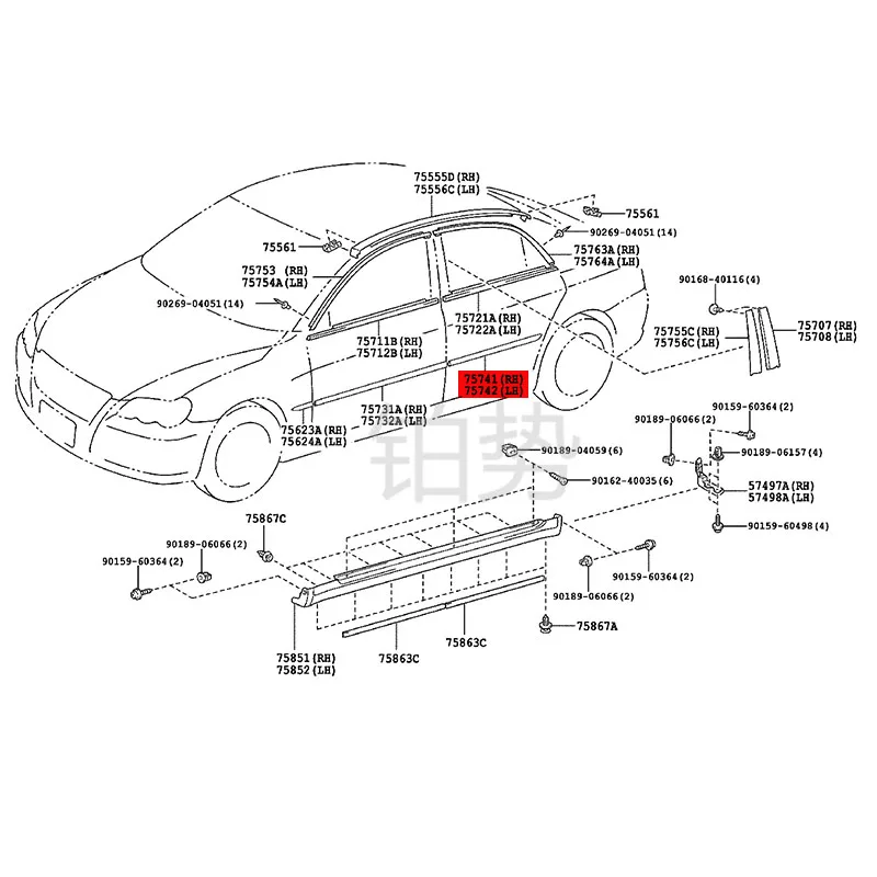 Наружная защитная лента для левой и задней двери автомобиля 2006-toy ot aRE IZ 2.5S 3 0 V