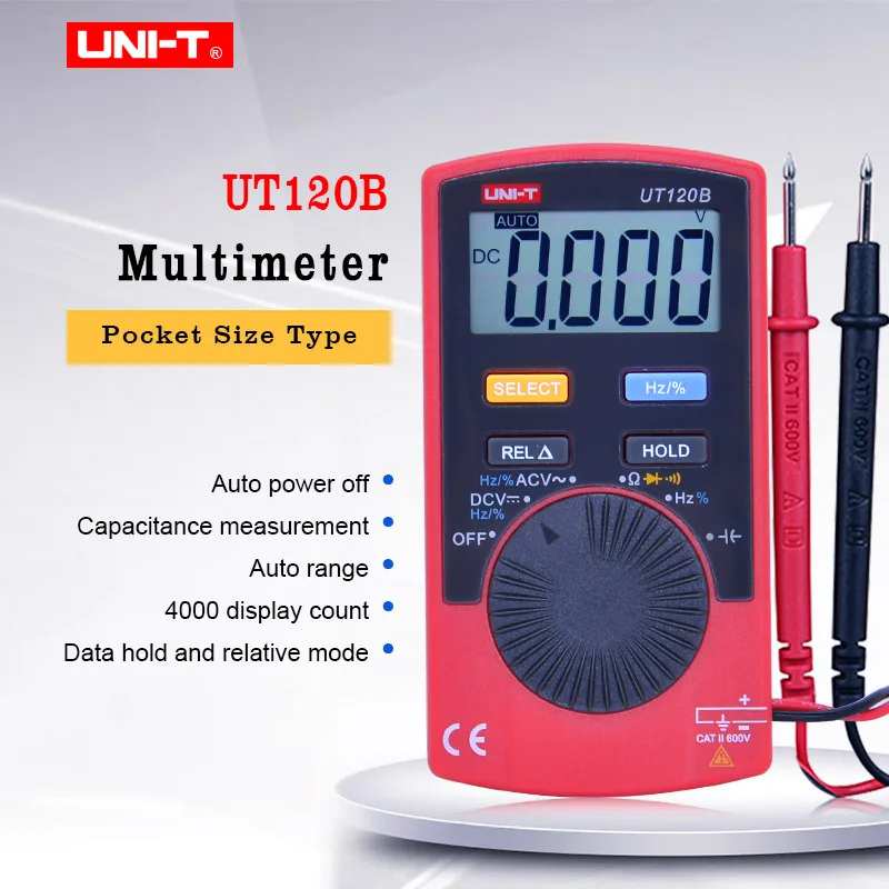 UNI T UT120B карманный цифровой мультиметр размера AC/DC измеритель напряжения тестер