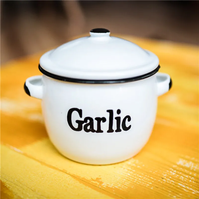 Garlic 13cm Эмалированное ведро для хранения овощей, ведро для овощей, миска для овощей - Цвет: Garlic 13cm