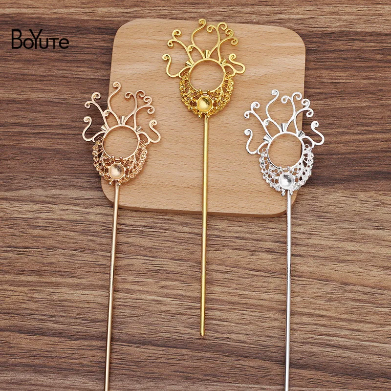 

BoYuTe (10 Pieces/Lot) 41*55MM Alloy Flower Hair Stick Materials Handmade Diy Jewelry Accessories Wholesale