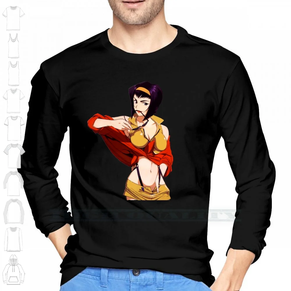 Женская хлопковая Футболка Faye Valentine аниме футболка с коротким рукавом и длинным