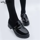 WHOHOLLженская сапоги горничной обувь в стиле Лолиты; Кожаные Туфли с круглым носком; Японская школьная форма JK; Kawaii Anime Cosplay