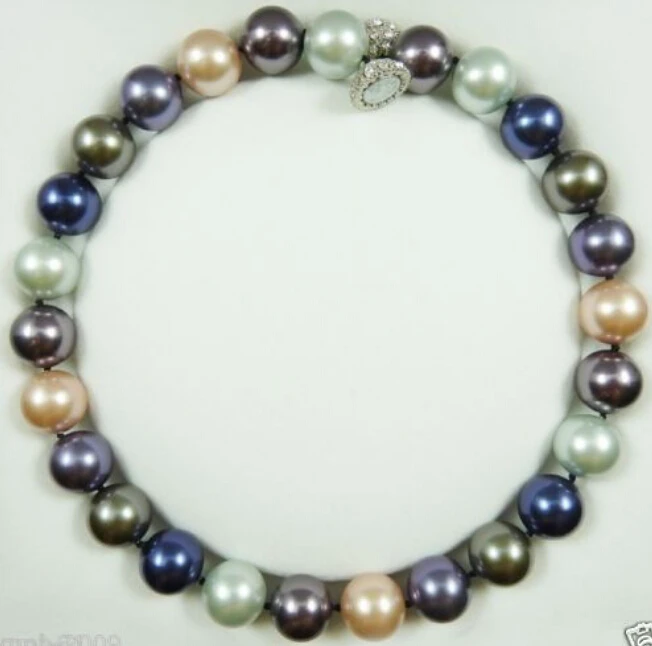 + 907 16 мм настоящее многоцветное круглое Южное море Жемчужное ожерелье 18'' |